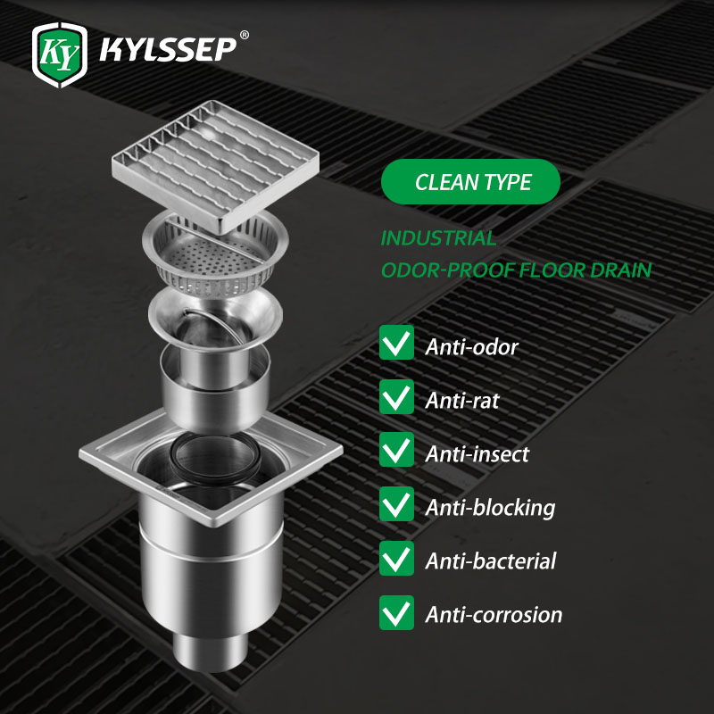 Yndustriële foodsafe roestfrij flier ôfwettering mei ljedder grating